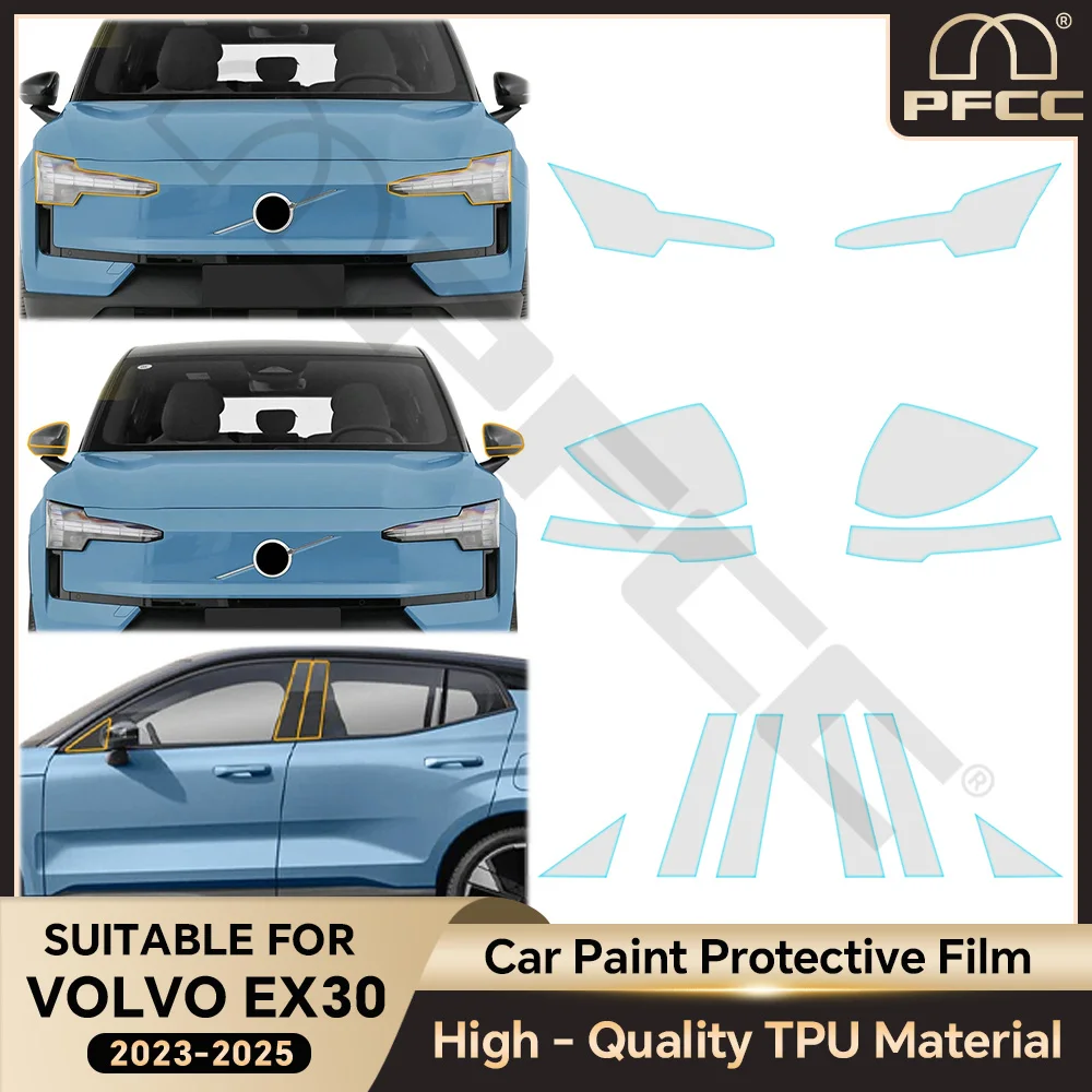 

Headlight Rearview Film B Pillars Paint Protection Film Transparent TPU Anti-scratch Repair Refit For Volvo EX30 2023 2024 2025