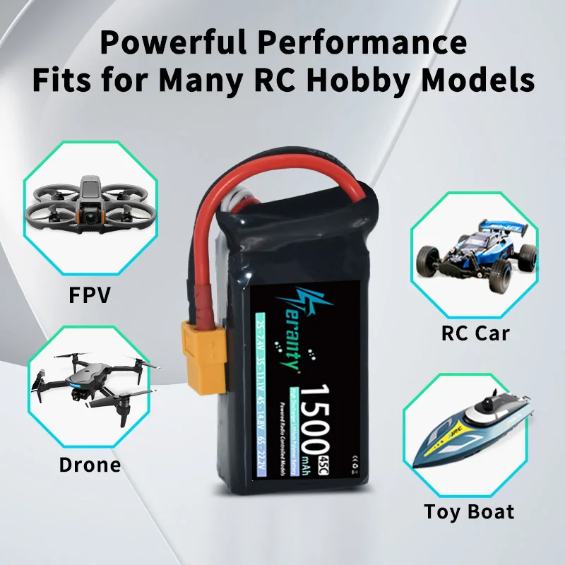 1/2 قطعة TERANTY 3S 1500mAh قليل يبو بطارية 11.1 فولت 45C مع T/XT30/XT60 المكونات ل RC سيارة شاحنة الطائرة بدون طيار طائرة FPV RC هواية أجزاء