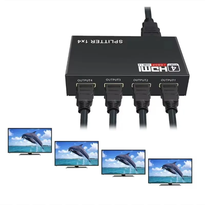 HDMI2.0 Splitter 1 in 4 Out Aluminum 4K@60Hz for Monitor Display 1x4 HDMI Splitter HDCP2.2 fo 4kr Xbox PS4 Screen splitter