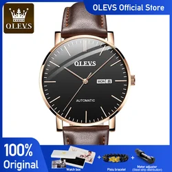 OLEVS Men's Watches Casual Simple Original Automatic Mechanical Watch for Man Waterproof Date Week High Quality Wristwatch