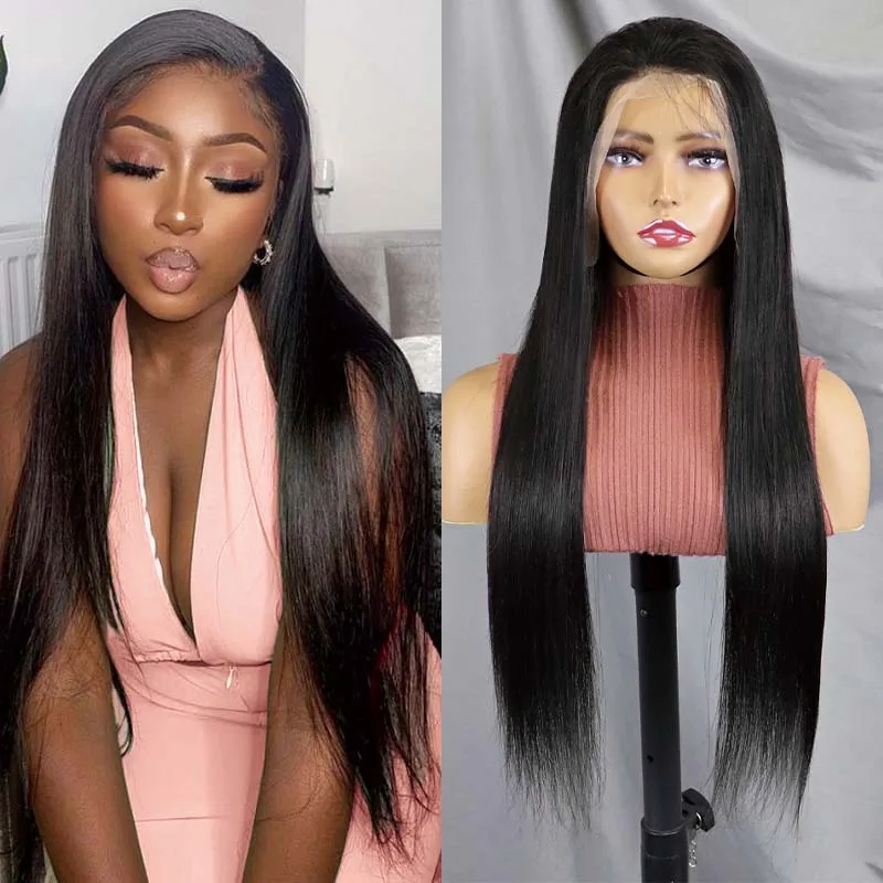 

26 Inch 100% Unprocessed 13×4 Straight Lace Front Wigs Brazilian Virgin Human Hair Lace Frontal Wigs Human Hair Natural Hairline