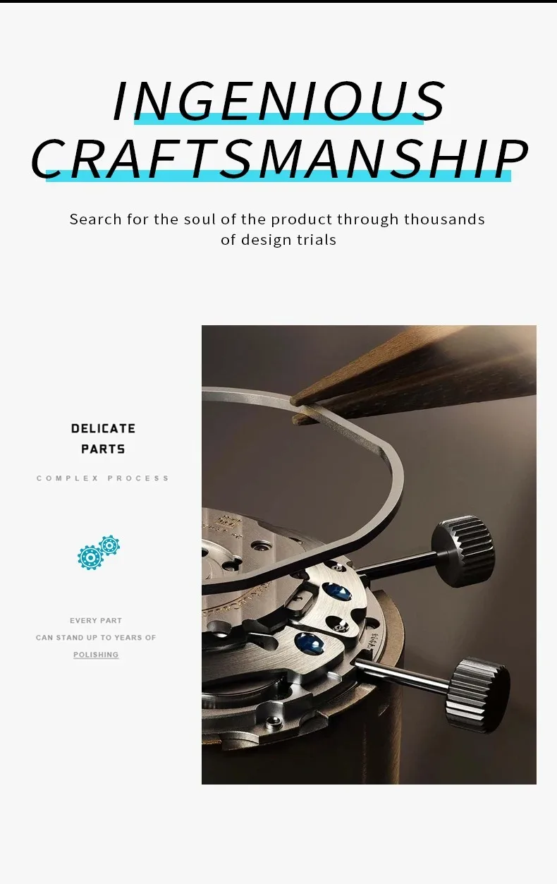 OBLVLO ساعة أوتوماتيكية للرجال 43 مللي متر Tonneau ساعة يد ميكانيكية مضيئة الهيكل العظمي الهاتفي الياقوت مرآة كريستال الحافة