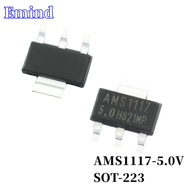 100/200/500/1000/2000Pcs AMS1117-5.0V 1117-5.0 SMD Low Dropout Regulator SOT-223 LDO 3-terminal Regulator IC