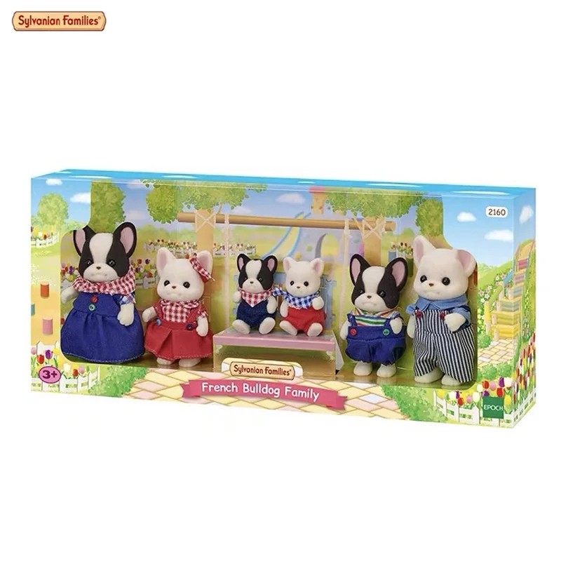 Original genuine product Sylvanian Families Anime Action Figures Bulldog family Set Toys Kids Toy Birthday Gift Christmas presen