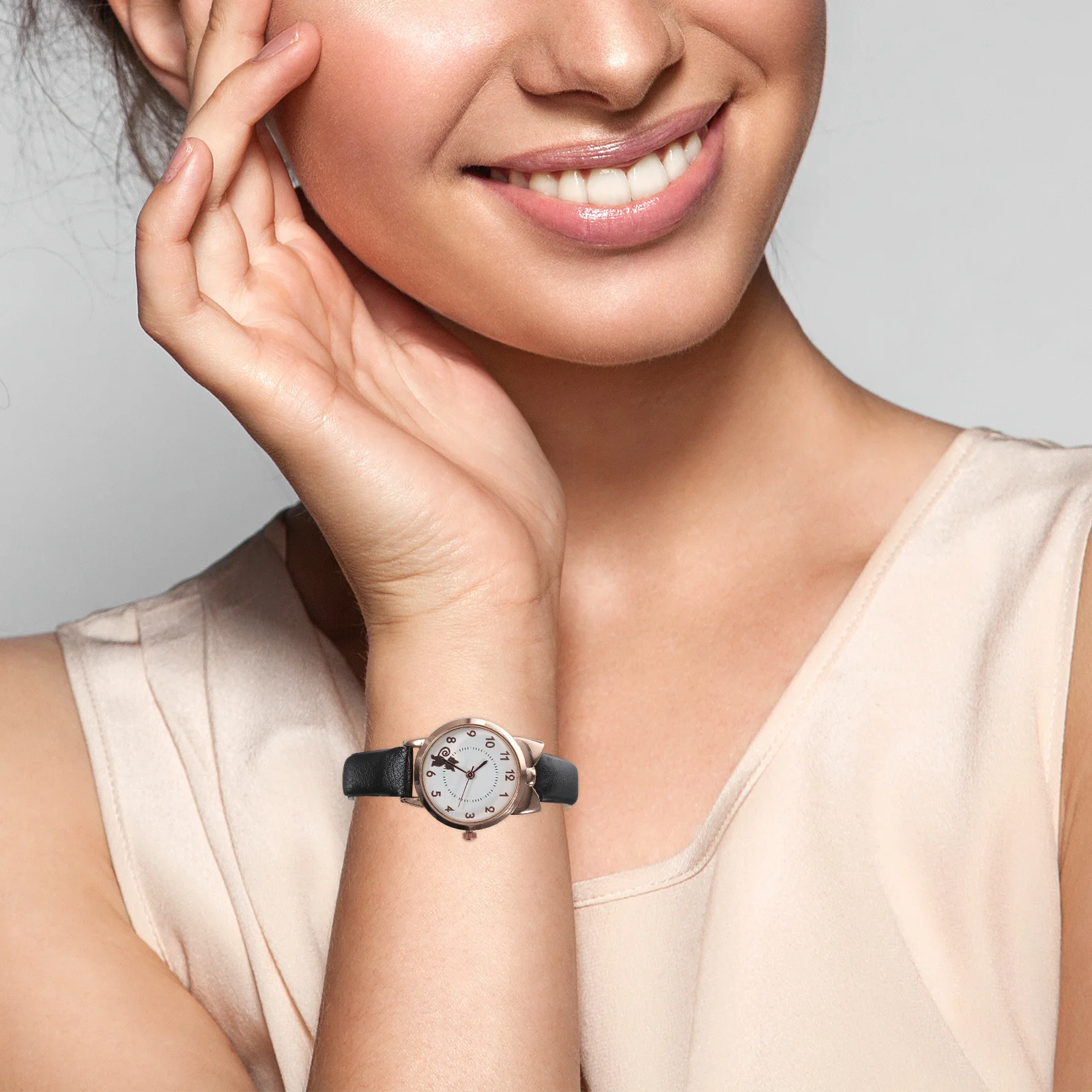 

Ladies Small Wrist Watch Cartoon Cat Design Comfortable Strap Daily Use Portable Female Gathering Gift