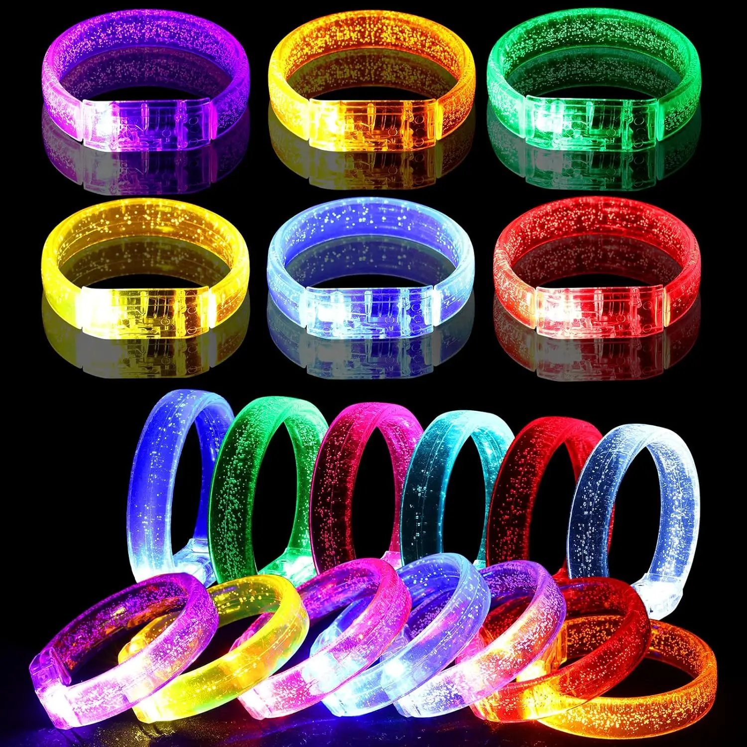 Multicolor LED Light Up Bracelets Luminous Fluorescence Bracelet Glow in The Dark Bangles Wristbands Toys Party Decor Supplies