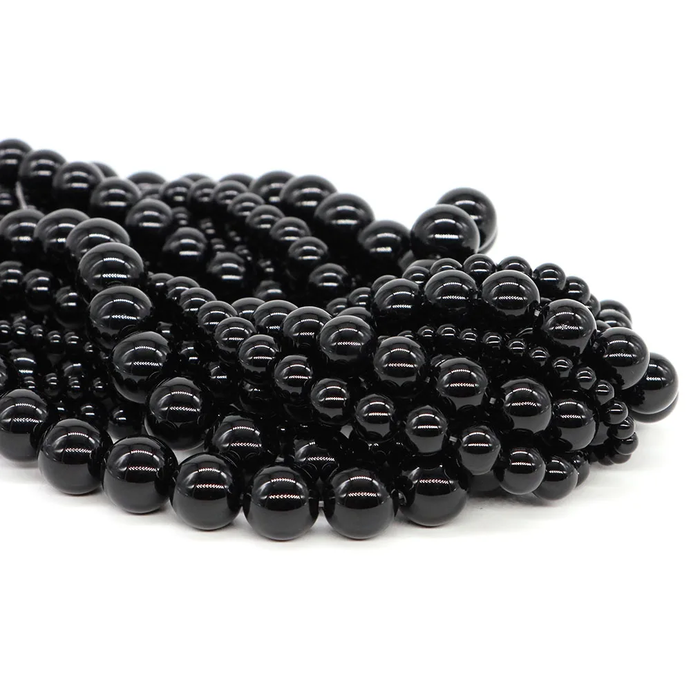 4 6 8 10 12 MM Natural Black Onyx Round Loose Spacer Stone Agate Crystal Gemstone Accessories for Diy Jewelry Making Handicrafts