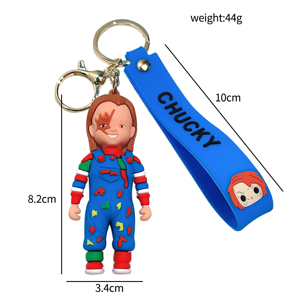 Horror Movie Child\'s Play Keychain Cartoon Figure Chucky Silicone Pendant Keyring Car Backpack Key Holder Jewelry Accessories