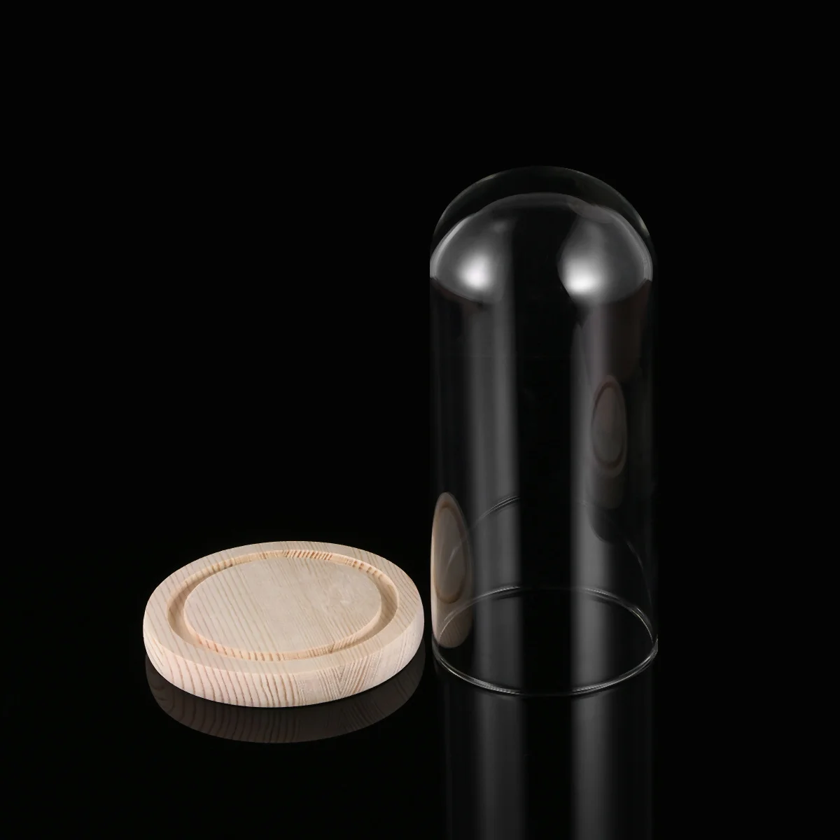 

9x24cm Eternal Flower Glass Dome Premium Transparent Handmade Wooden Base Decorative Dustproof Display Case for DIY Craft Gift