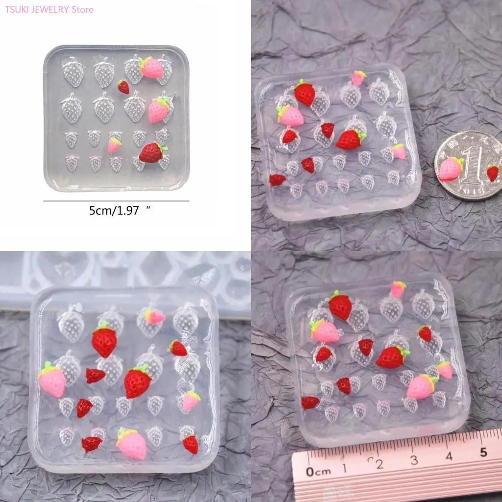 

62KE Drop Gypsum Strawberry Jewelry Ornaments Pendant Silicone Mold