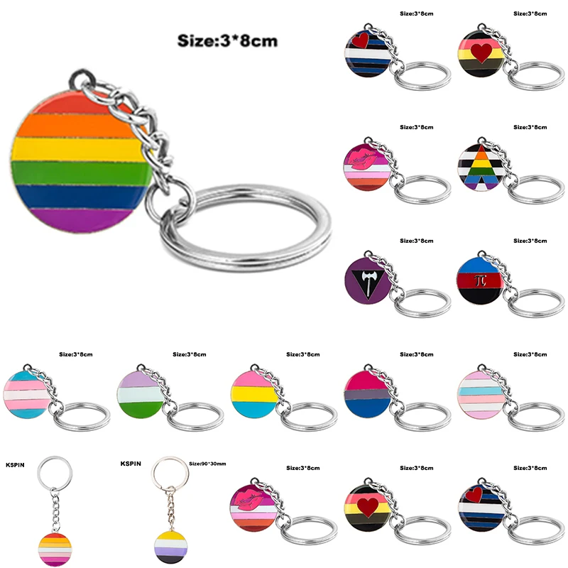 

Transgender Rainbow Pansexual pride Genderqueer pride Asexual Metal Key Ring Key Chain For Women Jewelry