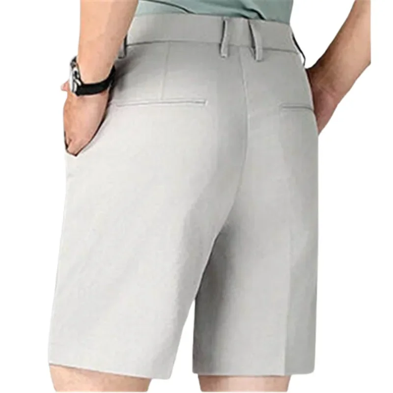 LIBIELIY 2025 Summer Suit Shorts Men Solid Straight Zipper Fly Business Casual Shorts Male Breathable Lightweight Knee Length Tr