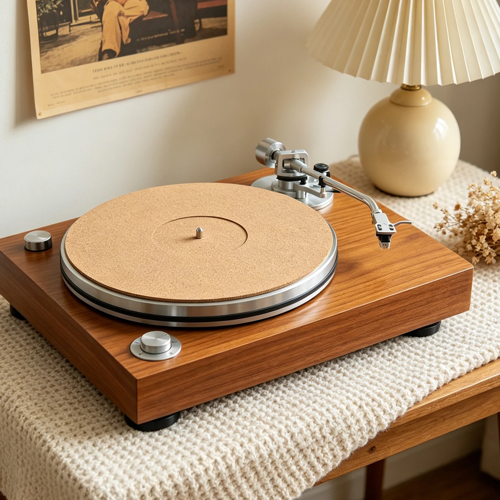 2 Pieces Cork Record Mat with High Fidelity Thick Vinyl Player Platter Pad Anti-Slip Anti-Static for All LP Vinyl Record Players - view 3