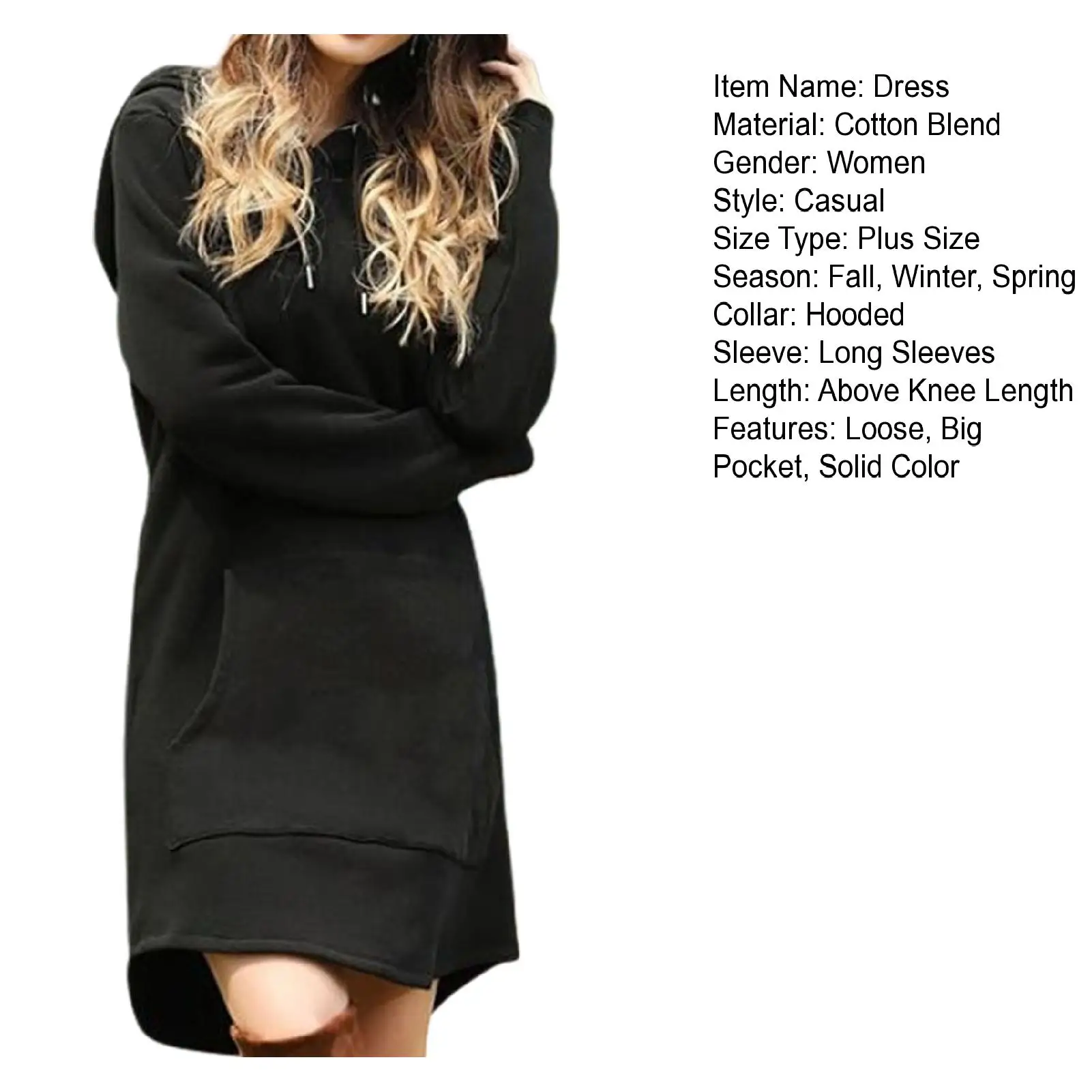 Vestido informal con capucha para mujer, sudadera de manga larga con cuello abotonado, jerséis con cordón, sudaderas ligeras con capucha, vestido de otoño