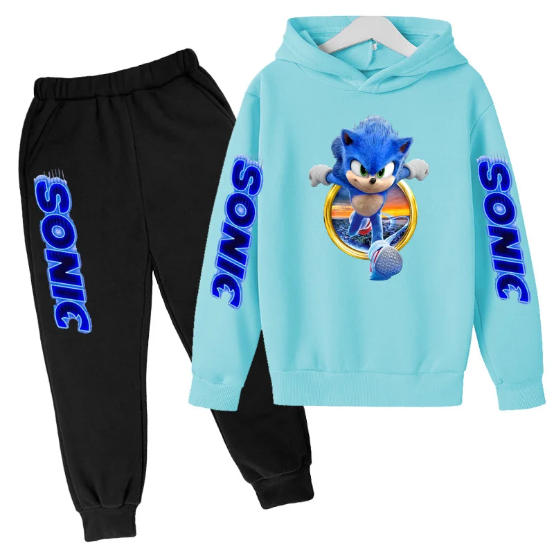 Kinderen Hoodie Leuke Anime Top + Broek 2P Jongens Meisjes Peuter 3-12Y Sweatshirt Jas Zeer Stijlvolle Supersonische Print Casual pak