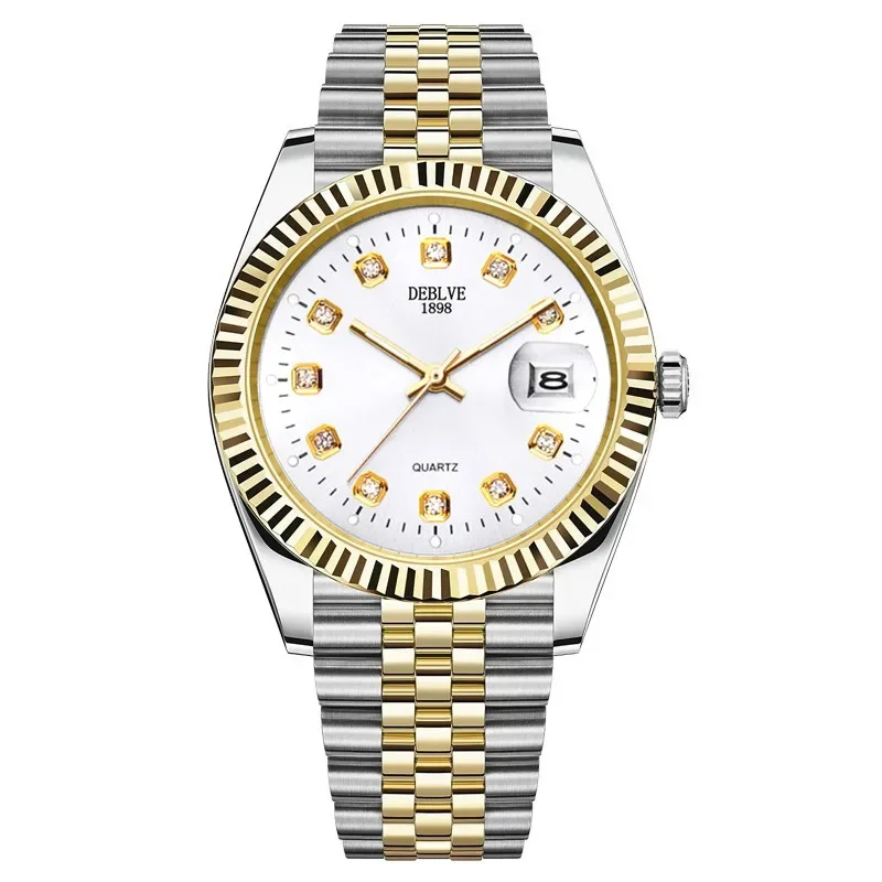 Solid Strap Watch Fashion Classic All-in-one Men's Watches Calendar Steel Strap Couple's Watch Diamond Women's Watch