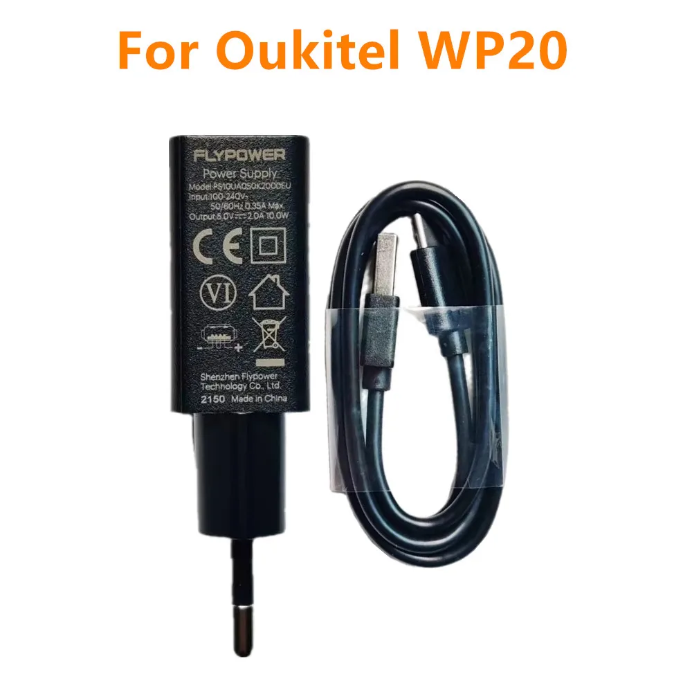 

Original New For Oukitel WP20 Phone AC Adaptor Travel Charger EU Plug Adapter 5V 2A Power Supply +Type-C Type C USB Cable Line