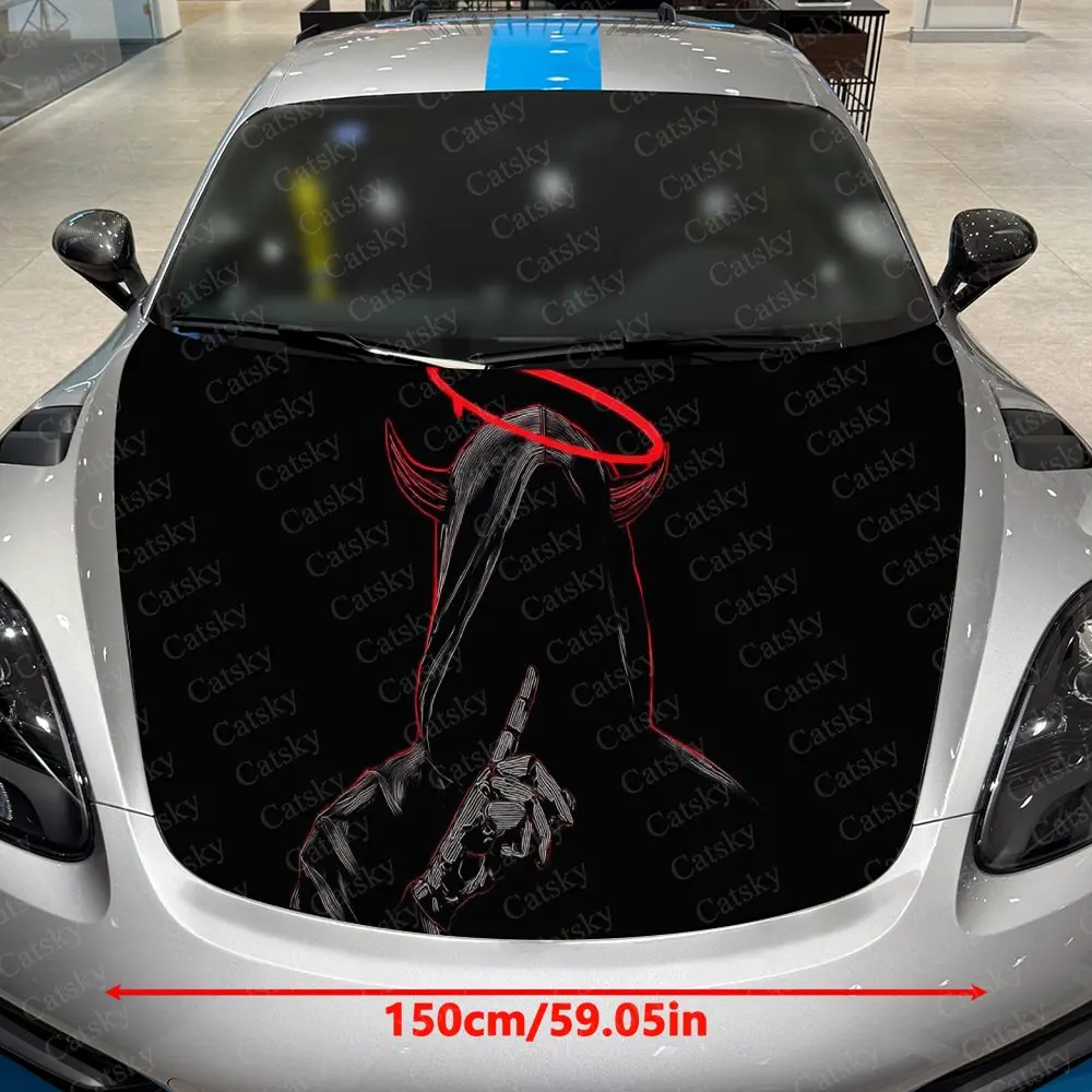 Crimson Pattern Nether Prayer Car Vinyl Wrap, PVC Waterproof Car Hood Sticker, Self-Adhesive Scratch-Resistant Stickers