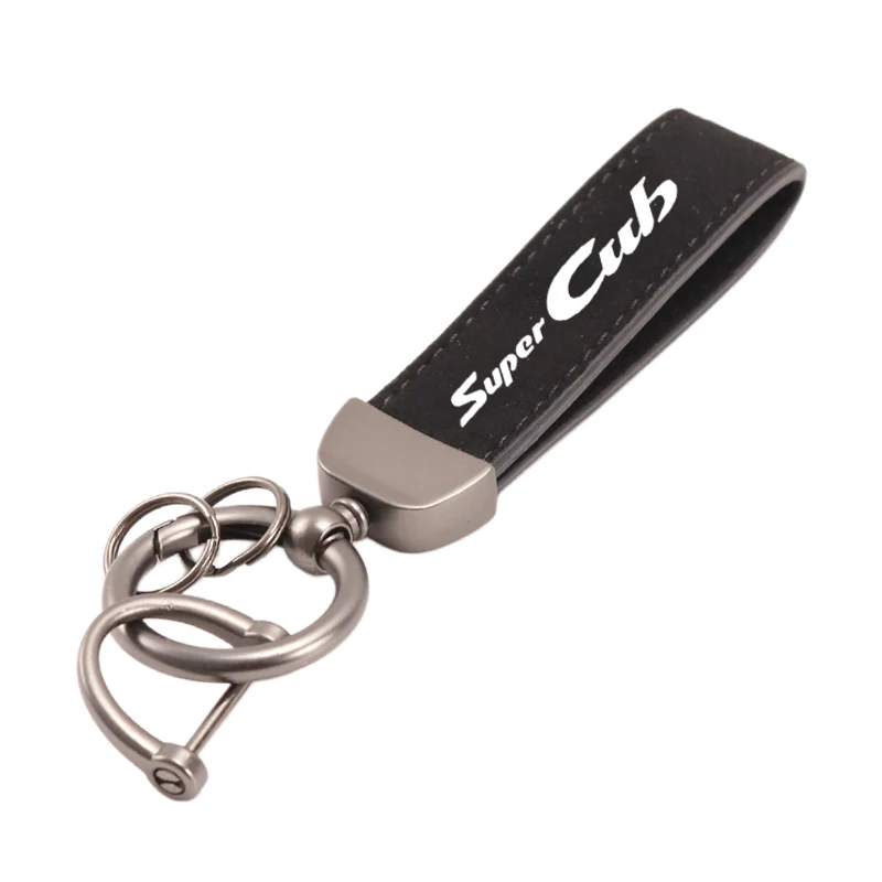 Horseshoe Buckle Jewelry Motorcycle High-Grade Keyring Leather Suede Keychain For Honda Super CUB C70 90 110 C125 Accessories