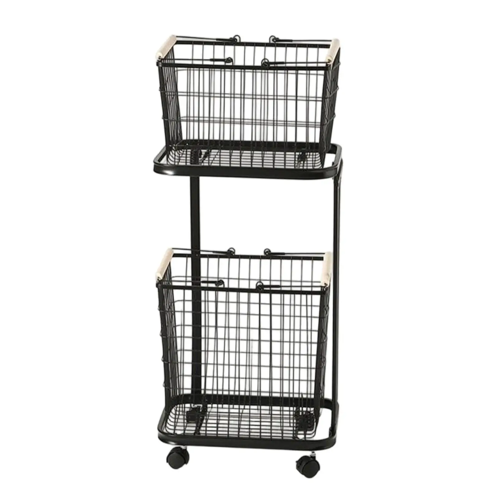 Metal Rolling Storage Basket Cart Mobile Rolling Cart with Baskets Space-Saving