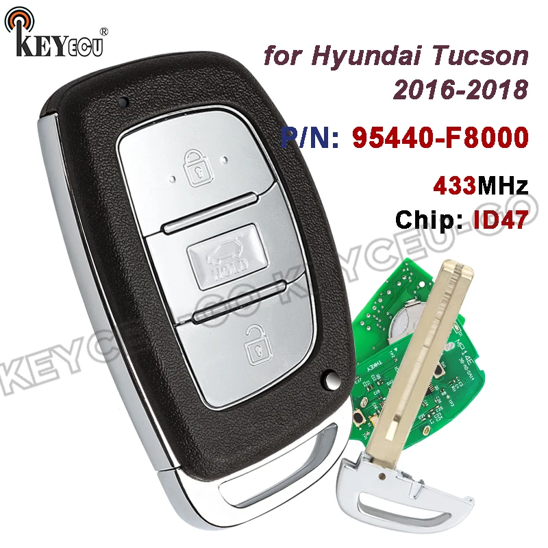 

Умный дистанционный ключ-брелок KEYECU 433 МГц с чипом ID47 95440-F8000 для Hyundai Tucson 2016-2018 (система Keyless GO)
