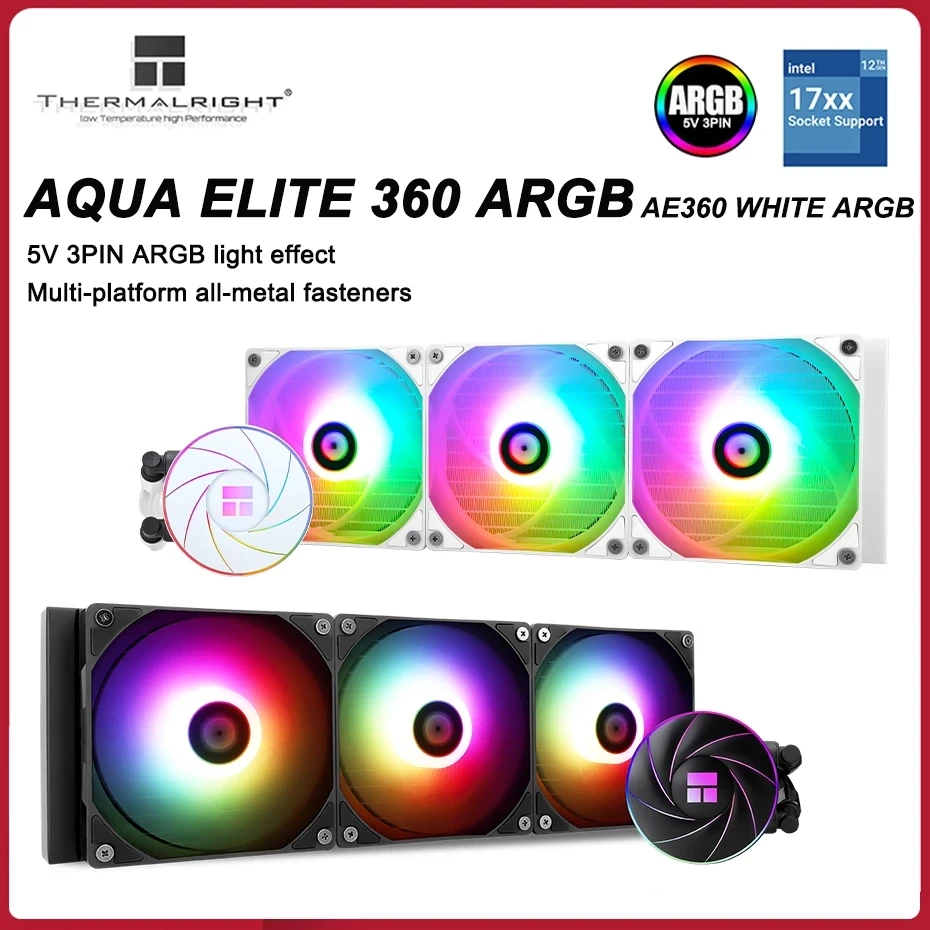 

Thermalright AQUA ELITE 360 White ARGB CPU Liquid Cooler 5V 3PIN CPU Fan Integrated Water Cooling Radiator For LGA1700 115x AMD