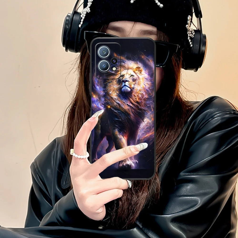 Lion PaintingLuxury Mobile Cell Phone Case for Huawei P60 P50 P40 P30 P20 P10 P9 P8 Pro Lite Plus Black Soft Phone Cover Shell