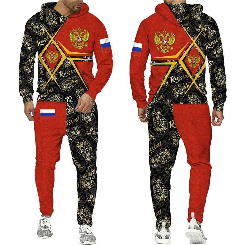 Russian Flag 3D Print Hoodie/Zipper Jacket/Pants/Suit Men Women Funny Two Piece Sets Russia National Emblem Streetwear Tracksuit