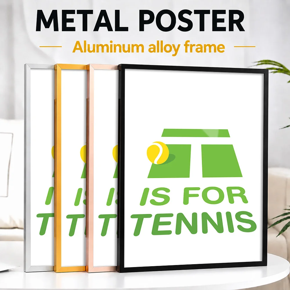 Is For Tennis Framed Metal Poster Personalized Photo Colorful Athlete Style Wall Art For Living Room Thoughtful Supporter Gift
