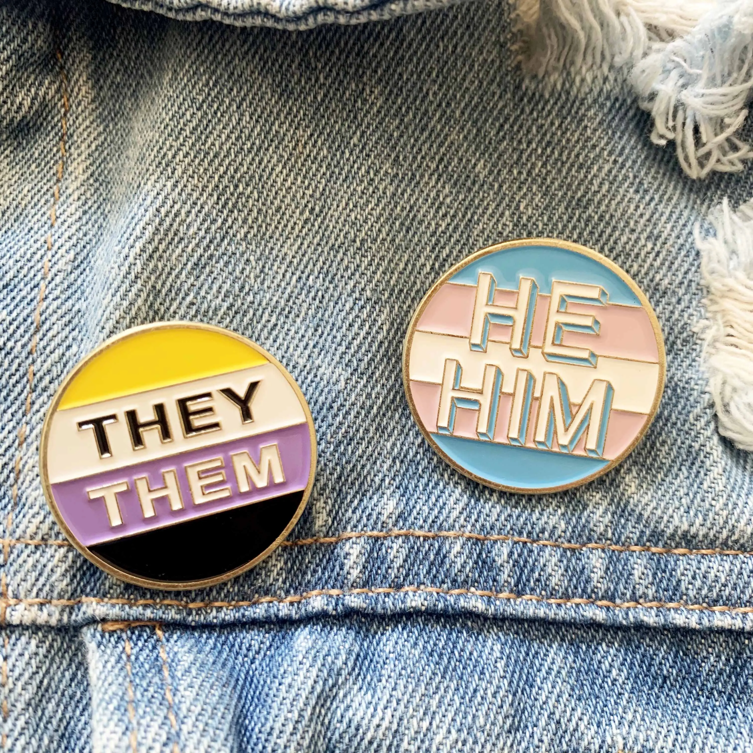 Ask Me About My Pronouns Kids Enamel Pins Grammar HE HIM THEY THEM Study Child Lapel Round Badge Jewelry Gift