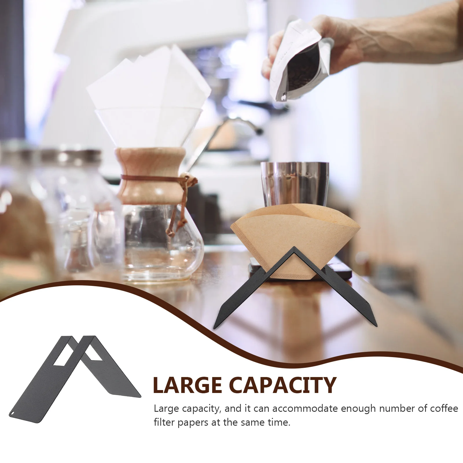 

Coffee Filter Holder Black Stainless Steel V shaped Filtering Paper Rack Coffee Filter Large Capacity Anti corrosion