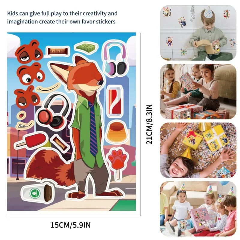 ديزني zuotopia 2 adesivos criativos meninos meninas جودي نيك كيبرا-cabeça adesivos شخصية dos desenhos animados #4