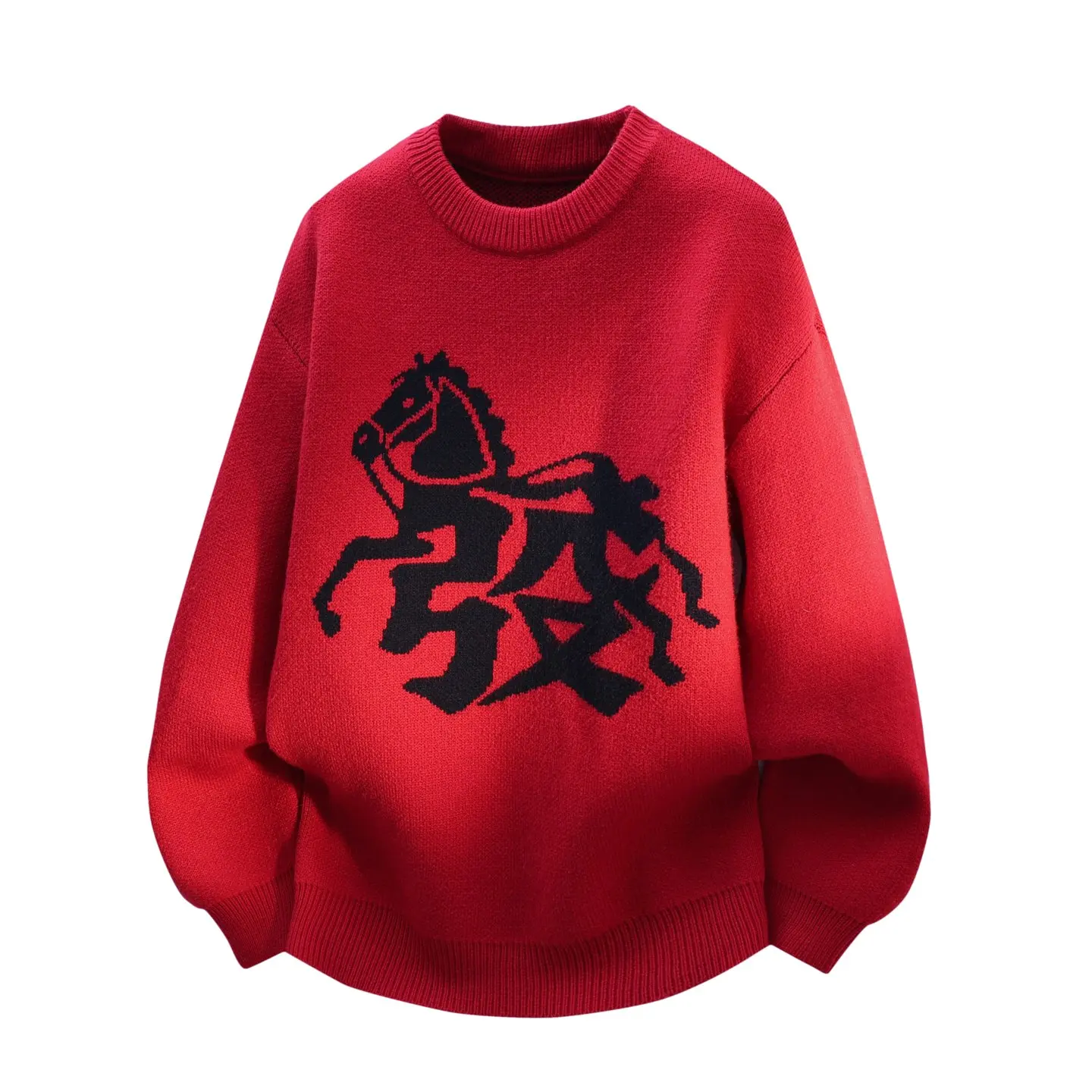 

Красный утепленный зимний вязаный свитер для мужчин 2025 года: повседневный, комфортный, дышащий, свободного кроя, с длинным рукавом