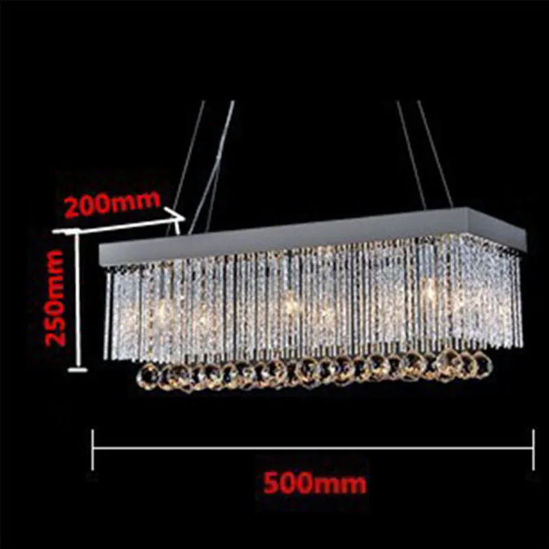 Hoge Kwaliteit Moderne 6Leds Lamp Vierkante Hanger 90V ~ 260V Opschorten Restaurant K9 Kristallen Kroonluchter Licht Slaapkamer opknoping Lamp