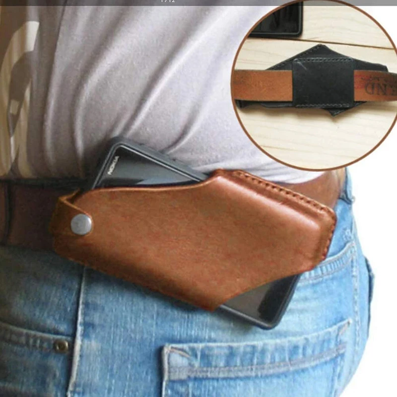 Men Phone Case Cellphone Hanging Leather Belt Waist Bag Multifunctional Purse Phone Wallet Running Pouch Travel Camping Bags