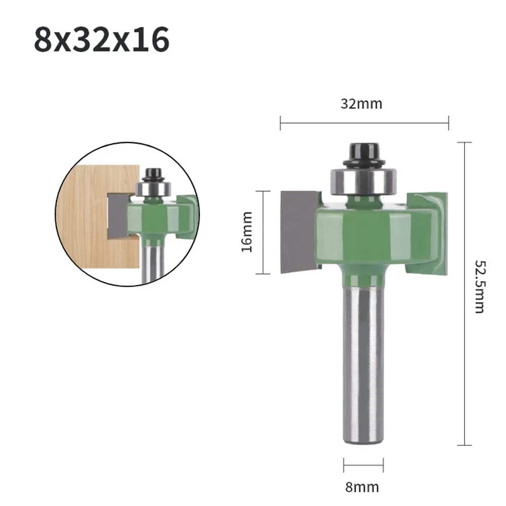 Router Bit Milling Cutter Shank 8mm Rabbeting Router Bit T Type T-Sloting Wood Slot Woodworking Tool Green New