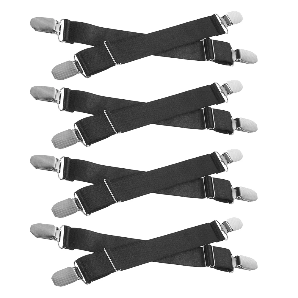 8 Pcs Elastic Boot Clips Motorcycle Pant Leg Straps Non Adjustable Bundling Straps for Riding Biking Sports Black Fine