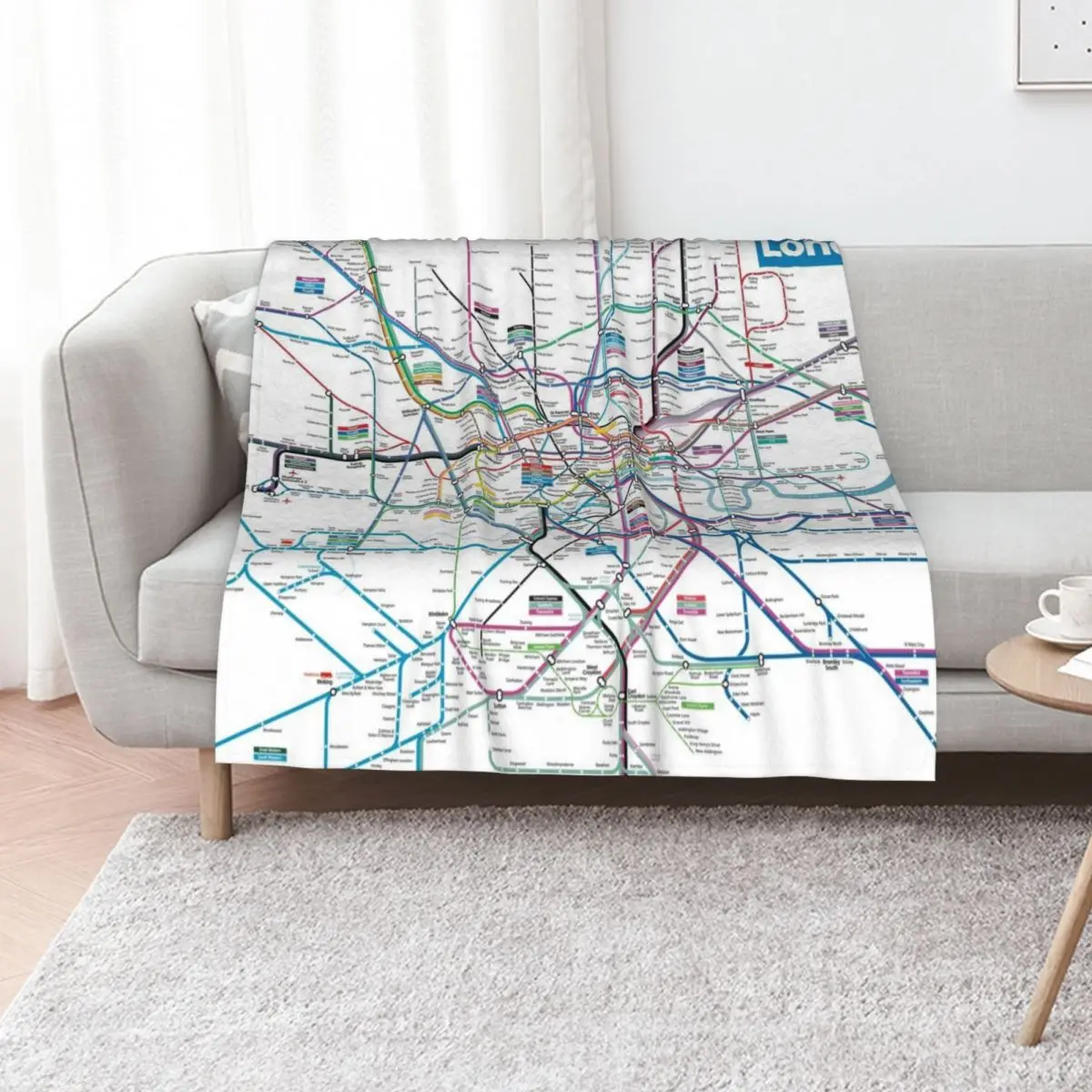 

London AllRail map Throw Blanket Bed Fashionable Blankets For Bed Loose for babies Blankets