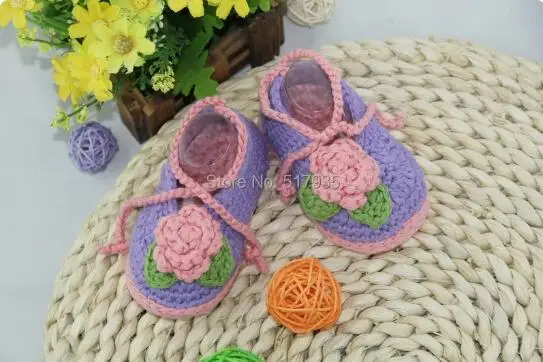 

Special clearance- handmade crochet baby shoes,100% crochet.Double soles,baby Crib Shoes Slippers Houseshoes Purple and pink