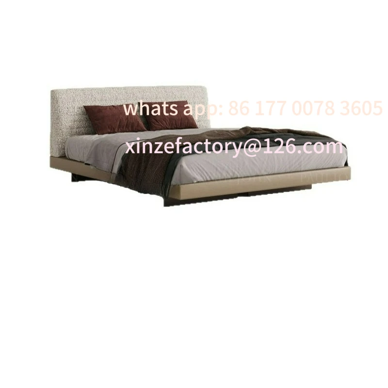 

Customizable Italian style extremely Roger bed simple designer modern simple villa master bedroom double saddle leather cotton a