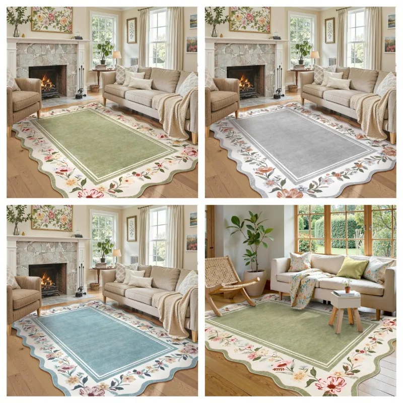 

Необычный ковер с цветочным принтом для гостиной, ресторана, дивана, журнального столика, нескользящий напольный коврик, складной коврик для спальни, который можно стирать в машине 러그