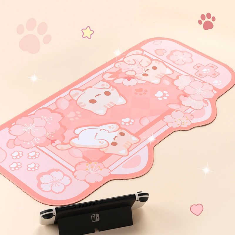 Cherry Blossom Cat Mouse Pad Kawaii Gaming Mousepad Extra Large Keyboard Mat Office Table Carpet Laptop Mice Pad Desk Accessory