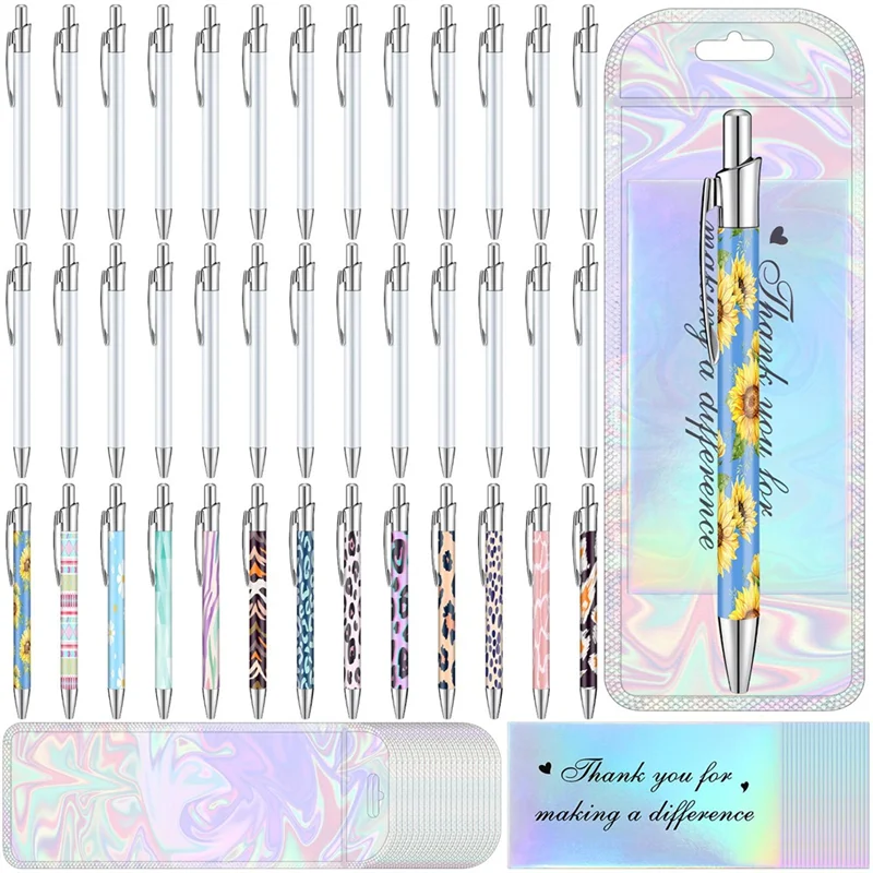 

TTKK-Sublimation Pen Kit Sublimation Pen Blank With Resealable Pouch Bag And Thank You Card Sublimation Ballpoint Pen School