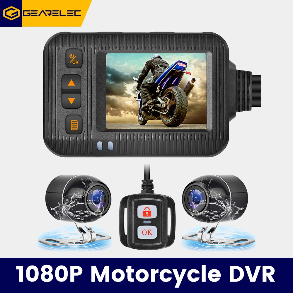 1080P Waterproof Motorcycle Camera DVR Motorcycle Dashcam 2 Inch Front & Rear Camera Video Recorder DVR Black Night Vision Box