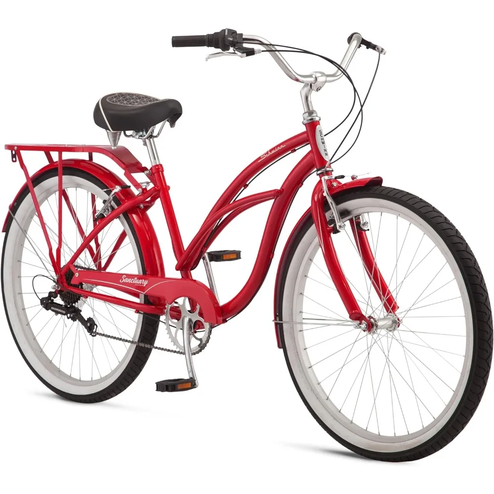 \Sanctuary 7 Comfort Beach Cruiser Bike for Adult Women Men, 7-Speed Drivetrain in Retro-Styled Steel Step-Through