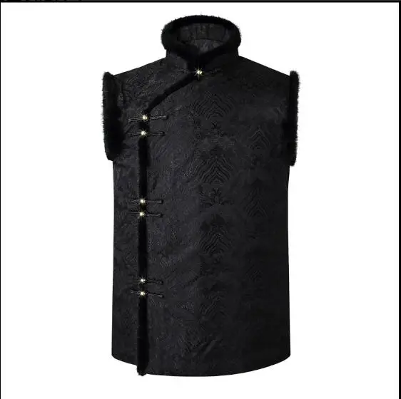 

Men's Retro Vest Warm Middle-Aged And Elderly Chinese Qing Dynasty Tops Winter Thick