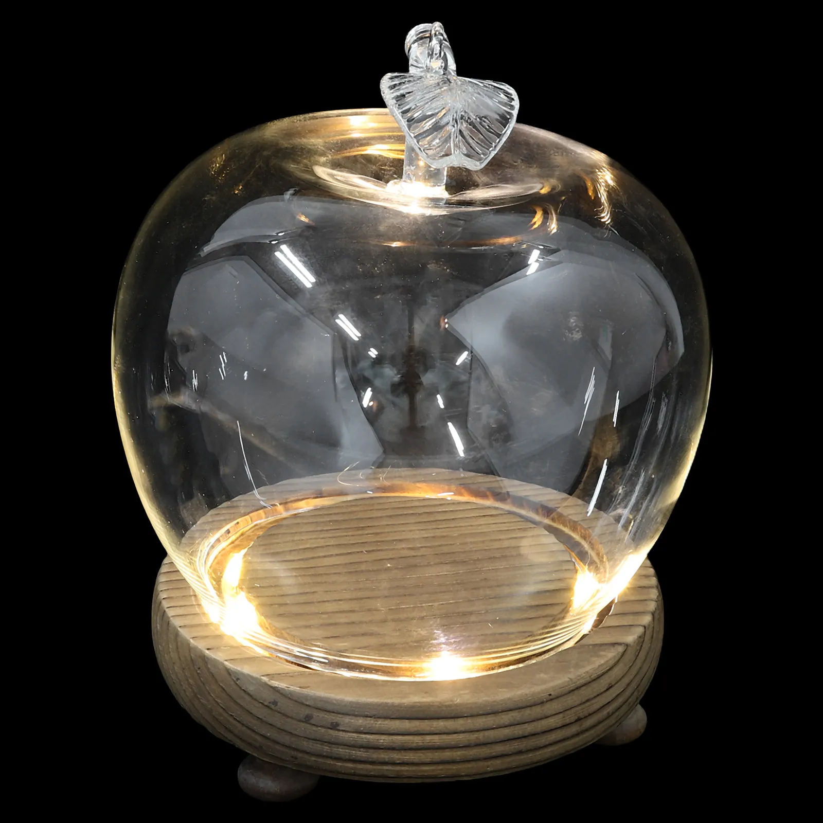 Transparent Glass Dome Display Dome with Natural Wood Stand for Crafts Candles Succulents Eternal Flowers Shelf Decor Dust Proof