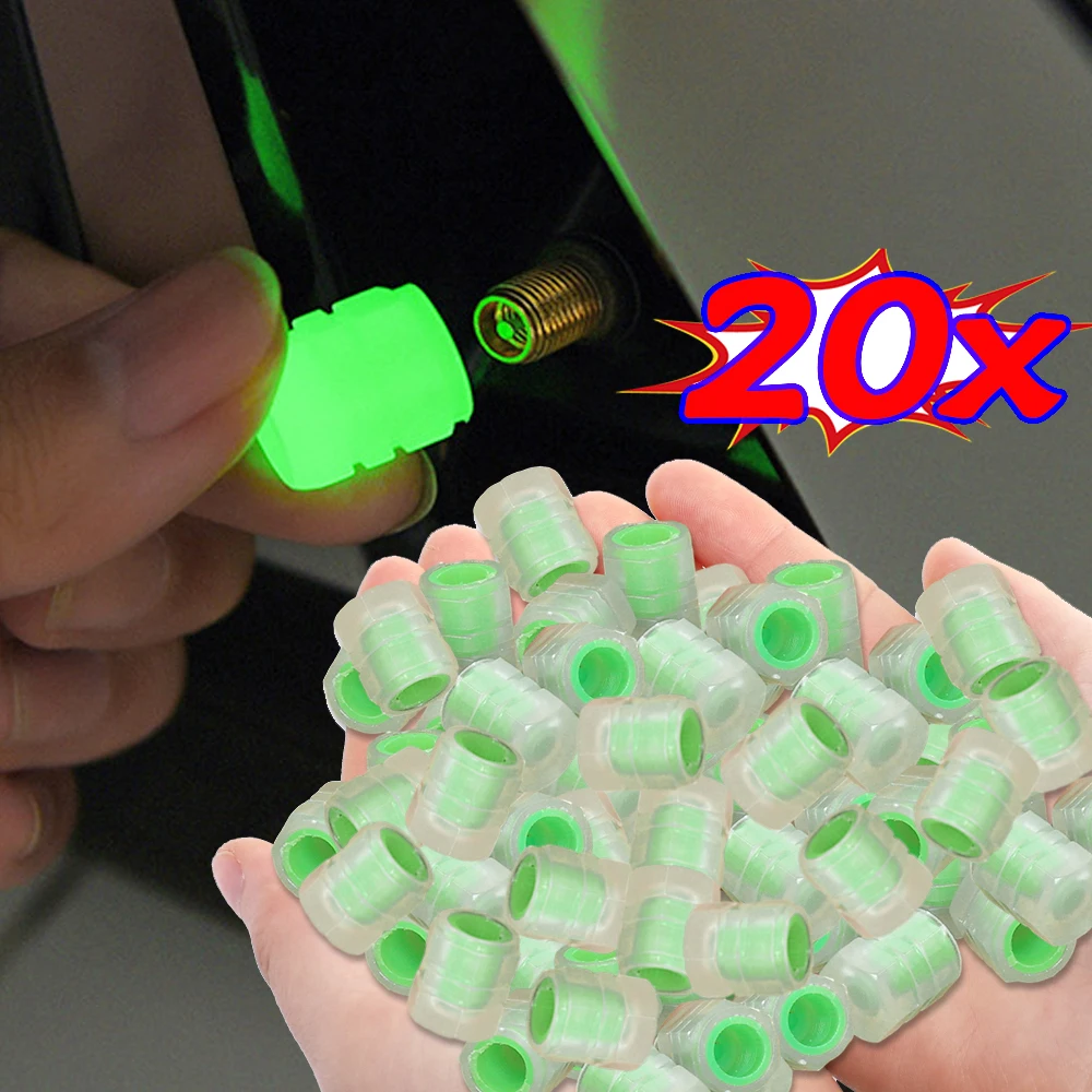1-20 個発光車のタイヤバルブキャップ蛍光夜光る装飾オートバイバイクホイールノズル防塵タイヤバルブステムキャップ