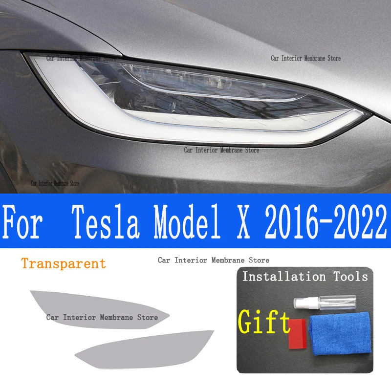 For  Tesla Model X 2016-2022 Car Exterior Headlight Anti-scratch Front Lamp Tint TPU Protective Film Accessories Sticker 