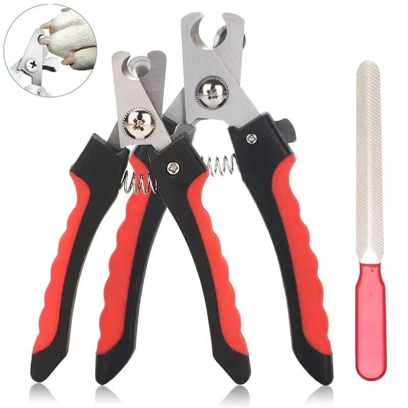 Stainless Steel Sickle Pet Nail Clippers with File Safety Trimmer For Dogs Cats Teddy